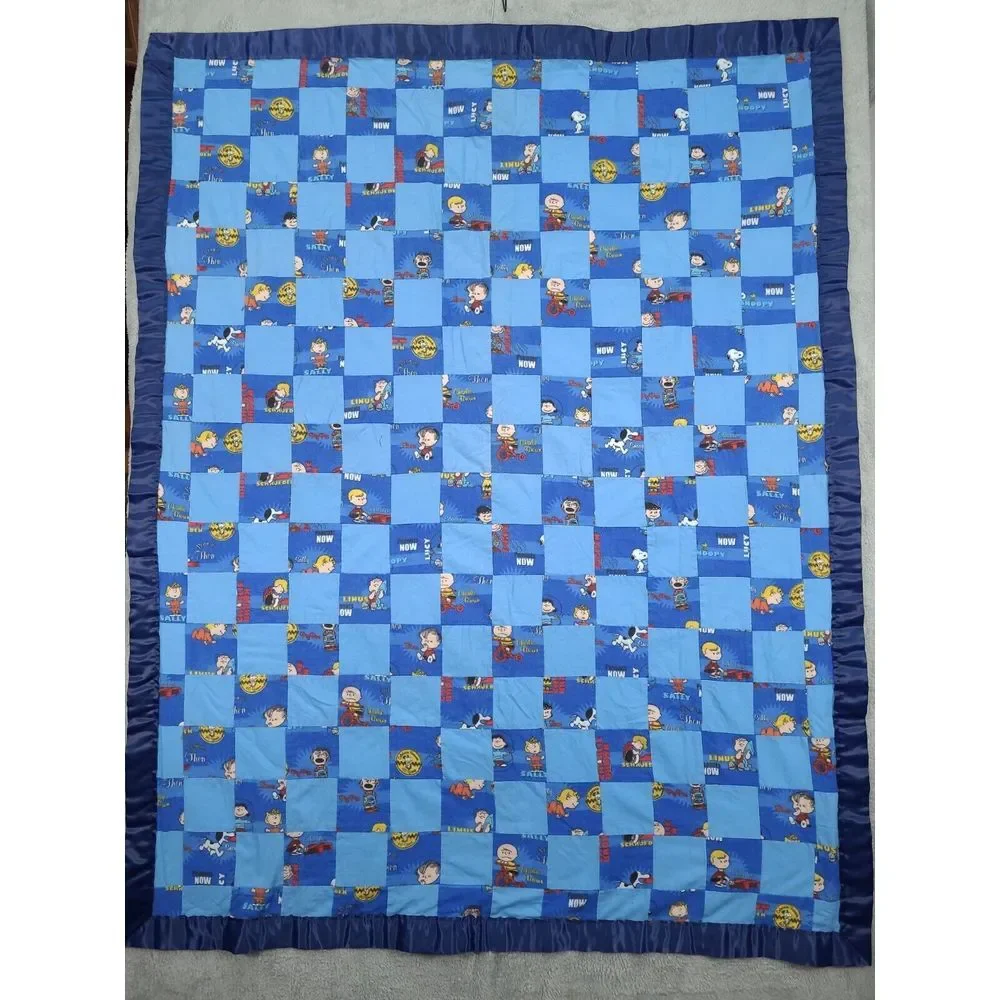 Peanuts Charlie Brown Home Made‎ Quilt 58X46 Satin Trim